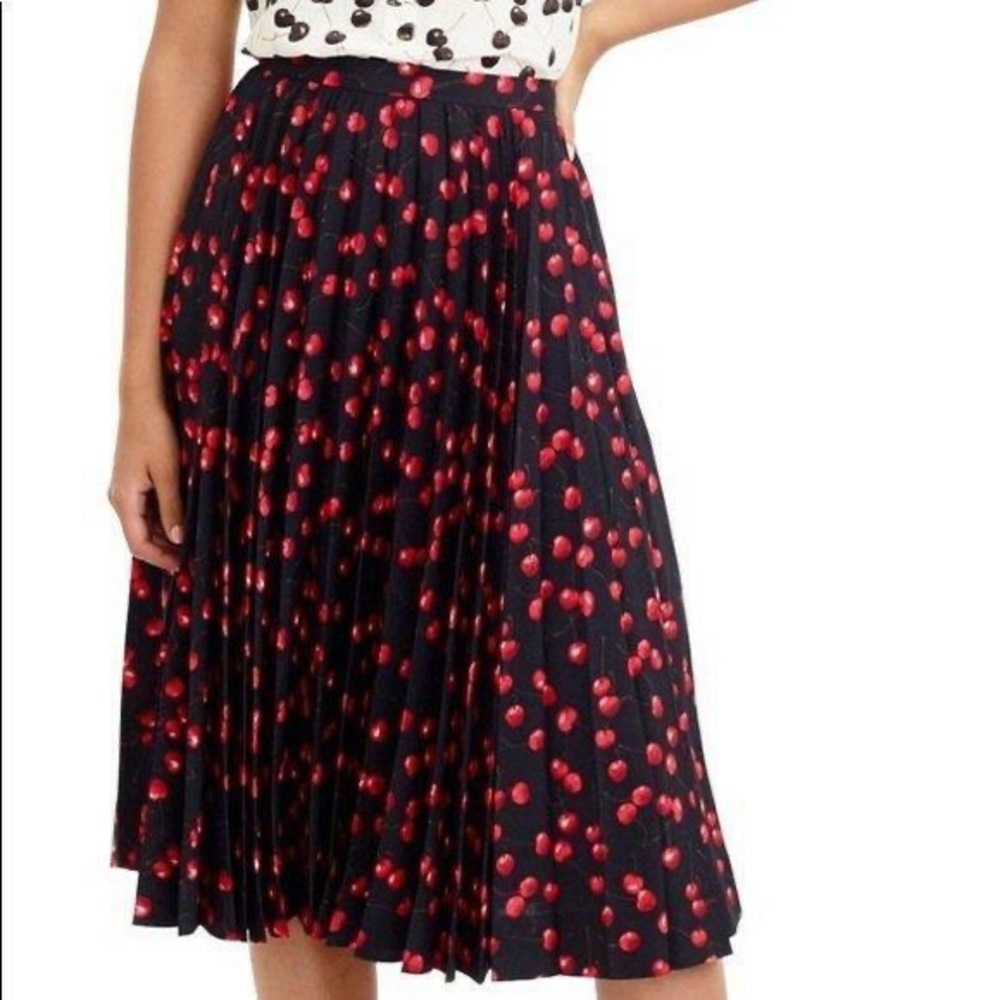 J CREW *THE* Pleated Accordian black CHERRY Midi Skirt - Picture 1 of 5
